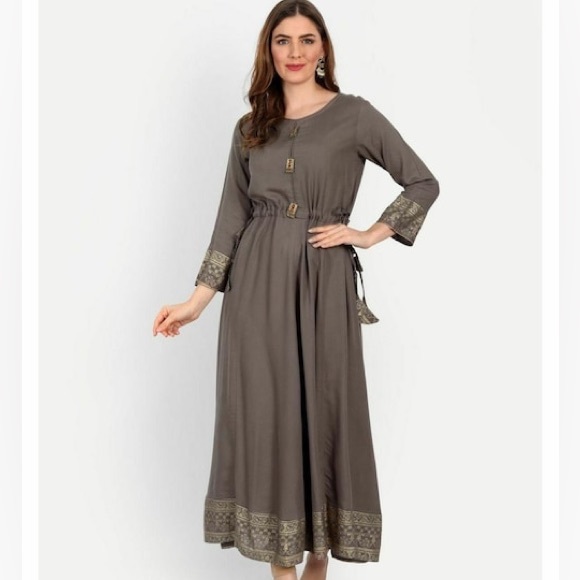 Happy Design Women Grey Printed Rayon Kurta - Picture 5 of 5